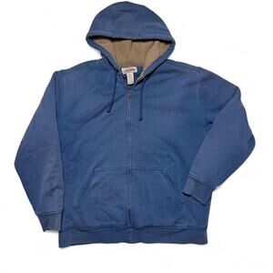 L.L. Bean Katahdin Iron Works Fleece Lined Hoodie Faded Cotton Jacket Large Tall